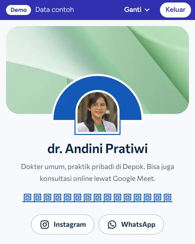 Halaman booking demo dr. Andini Pratiwi