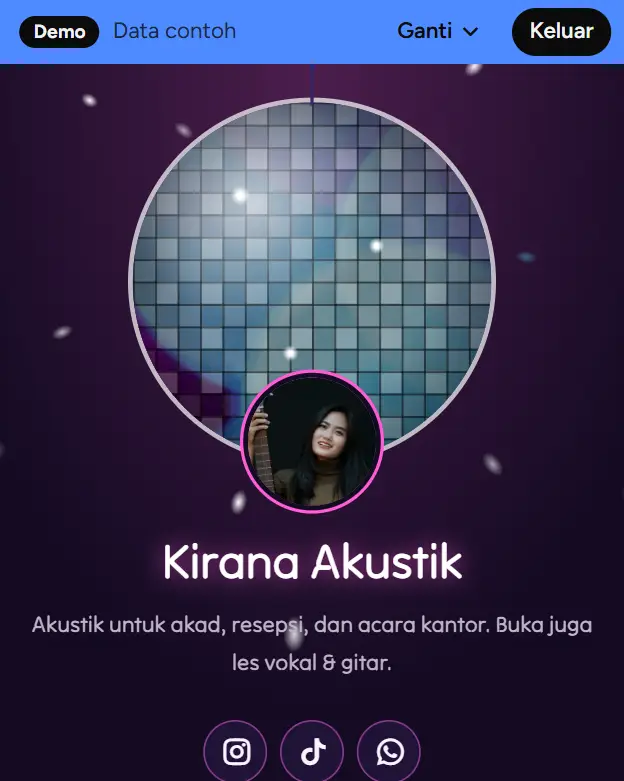 Halaman booking demo Kirana Akustik