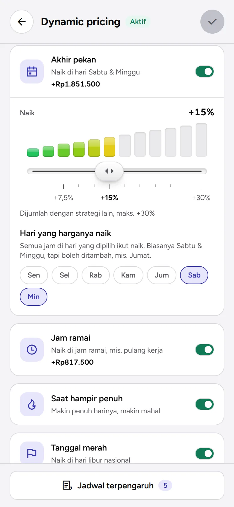 Tangkapan layar: strategi Akhir pekan terbuka dengan pengatur kekuatan, tampilan ponsel