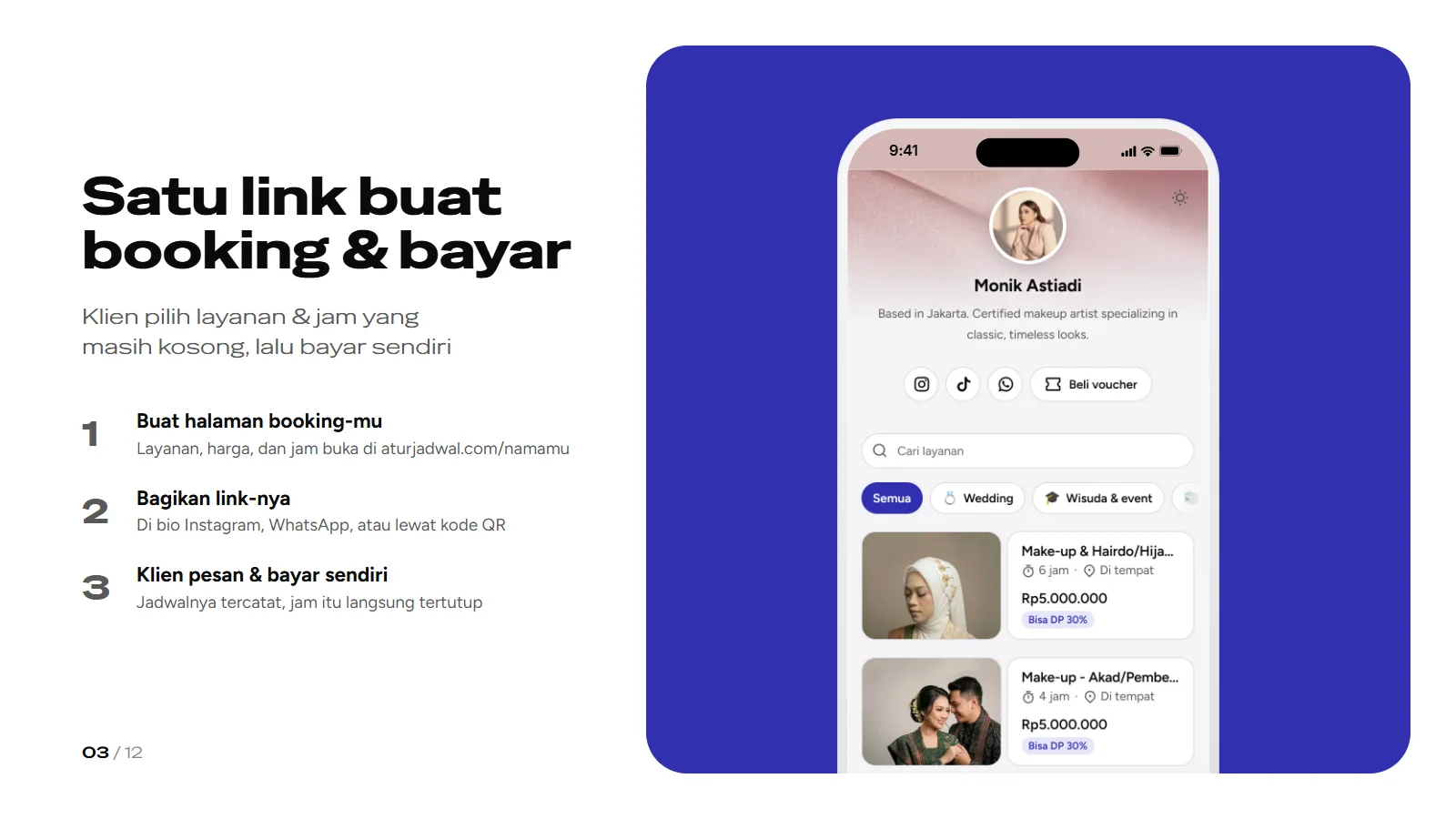 Slide 3: Satu link buat booking & bayar
